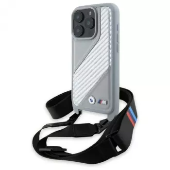 BMW M Edition Carbon Stripe & Strap tvrda futrola za Apple iPhone 16 Pro 6,3 inch - siva