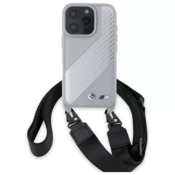 BMW M Edition Carbon Stripe & Strap tvrda futrola za Apple iPhone 16 Pro 6,3 inch - siva