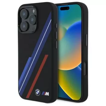 BMW BMHMP16X23SSPK tvrda futrola silikon MagSafe za iPhone 16 Pro Max 6,9 inch crna Random Lines