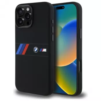 BMW M Collection silikonska tvrda futrola sa središnjom prugom MagSafe za Apple iPhone 16 Pro Max 6,9 inch crna