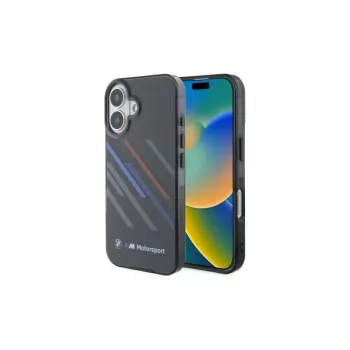 BMW BMHCP16M23HTRAK tvrda futrola za iPhone 16 Plus 6,7 inch crna Motorsport IML Random Stripes
