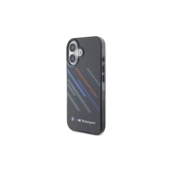 BMW BMHCP16M23HTRAK tvrda futrola za iPhone 16 Plus 6,7 inch crna Motorsport IML Random Stripes