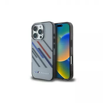BMW Motorsport tvrda futrola za iPhone 16 Pro 6,3 inch siva IML Random Stripes