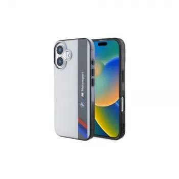 BMW BMHCP16S23HTFEG iPhone 16 6,1 inch siva tvrda futrola Motorsport IML vertikalne pruge