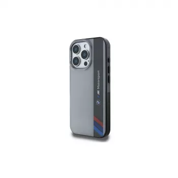 BMW Motorsport tvrda futrola za Apple iPhone 16 Pro 6,3 inch siva IML Vertical Stripe