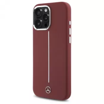 Mercedes-Benz silikonska futrola za iPhone 16 Pro Max 6,9 inch crvena s bijelom prugom MagSafe