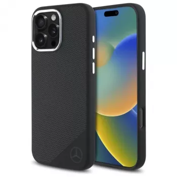 Mercedes-Benz MEHMP16X23SUGDK iPhone 16 Pro Max 6,9 inch crna silikonska tvrda futrola s tonal logom drvena tekstura MagSafe