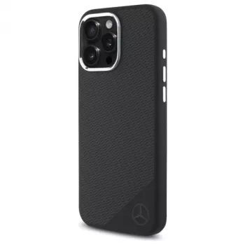 Mercedes-Benz MEHMP16X23SUGDK iPhone 16 Pro Max 6,9 inch crna silikonska tvrda futrola s tonal logom drvena tekstura MagSafe