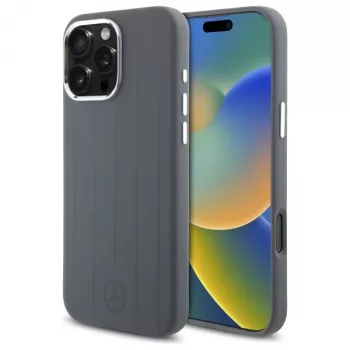 Mercedes-Benz iPhone 16 Pro Max 6,9 inch siva tvrda futrola silikon Vertical Tonal Stripes MagSafe