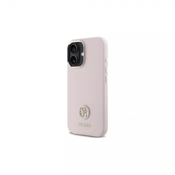 Guess GUHCP16SM4DGPP tvrda futrola silikon logo strass 4G za Apple iPhone 16 6,1
