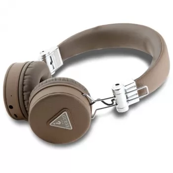 Guess Grained Classic Round Shape bežične Bluetooth over-ear slušalice s ENC, smeđe
