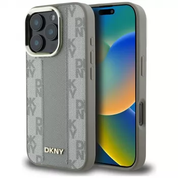 DKNY kockasti uzorak MagSafe futrola za Apple iPhone 16 Pro - bež