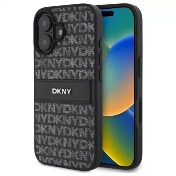 DKNY DKHCP16SPRTHSLK tvrda futrola teksturni uzorak tonalna pruga za Apple iPhone 16 6.1 - crna
