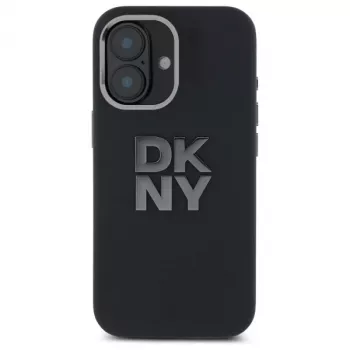DKNY DKHCP16SSMCBSK iPhone 16 6.1 tvrda futrola Liquid Silicone Metal Logo crna