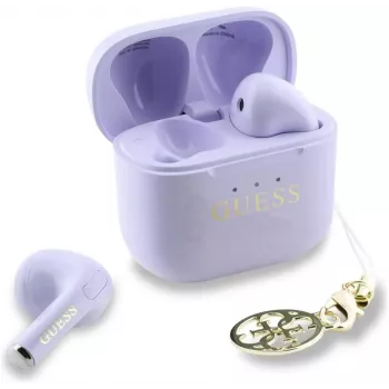Guess Glossy Effect Printed Classic Logo & Charm TWS slušalice lavanda