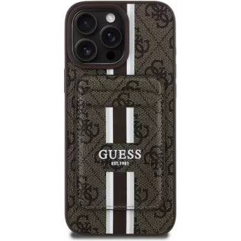Guess 4G Stripes wallet maska s MagSafe za iPhone 16 Pro Max smeđa