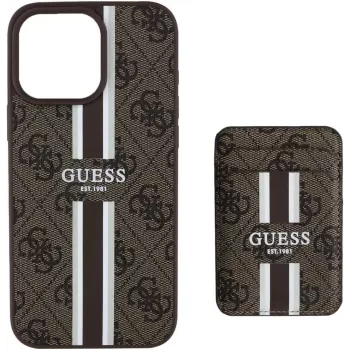 Guess 4G Stripes wallet maska s MagSafe za iPhone 16 Pro Max smeđa