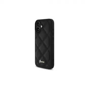 Guess Quilted Metal Logo tvrda futrola za Apple iPhone 16 Plus 6,7 inch – crna