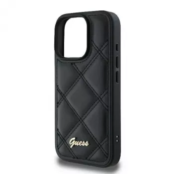 Guess GUHCP16LPSQSQSK tvrda futrola za Apple iPhone 16 Pro 6,3 inch crna Quilted Metal Logo