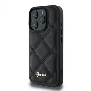 Guess GUHCP16LPSQSQSK tvrda futrola za Apple iPhone 16 Pro 6,3 inch crna Quilted Metal Logo