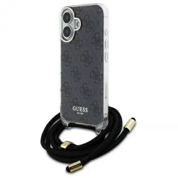 Guess GUHCP16SHC4SEK iPhone 16 6,1 inch crna tvrda futrola Crossbody Cord 4G Print