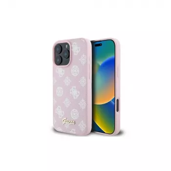Guess GUHMP16LPGPYSP iPhone 16 Pro 6,3 inch ružičasta tvrda futrola Peony Script Logo MagSafe