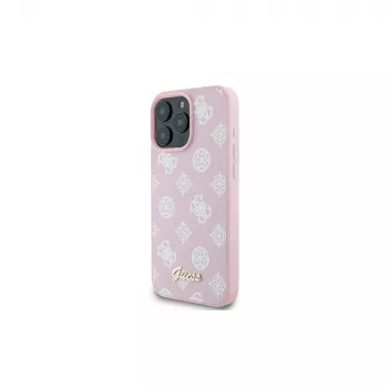 Guess GUHMP16LPGPYSP iPhone 16 Pro 6,3 inch ružičasta tvrda futrola Peony Script Logo MagSafe