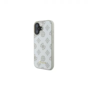 Guess GUHMP16SPGPYSH iPhone 16 6,1 inch bijela tvrda futrola Peony Script Logo MagSafe