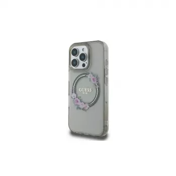 Guess GUHMP16LHFWFCK iPhone 16 Pro tvrda futrola IML Flowers Wreath MagSafe crna