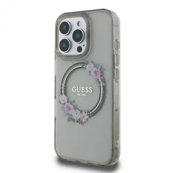 Guess GUHMP16XHFWFCK iPhone 16 Pro Max 6.9 crna tvrda futrola IML Flowers Wreath MagSafe