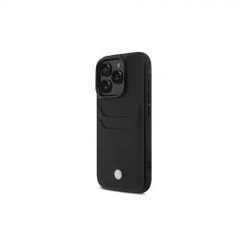 BMW Signature Leather tvrda futrola s pretincem za kartice za Apple iPhone 16 Pro Max 6,9 inch crna