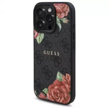 Guess GUHMP16LP4ROPEMCK tvrda futrola za Apple iPhone 16 Pro, 6,3 inch, crna, 4G Flowers Print, MagSafe