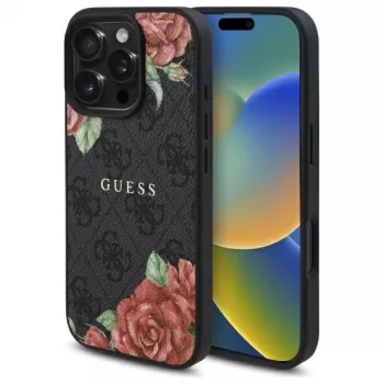 Guess GUHMP16XP4ROPEMCK iPhone 16 Pro Max 6,9 inch crna tvrda futrola 4G Flowers Print MagSafe