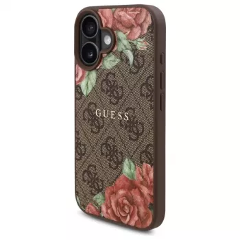 Guess GUHMP16SP4ROPEMCW tvrda futrola za Apple iPhone 16 6,1 inch smeđa 4G Flowers Print MagSafe
