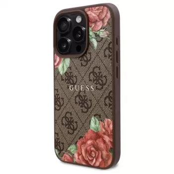 Guess GUHMP16LP4ROPEMCW iPhone 16 Pro tvrda futrola 4G Flowers Print MagSafe smeđa