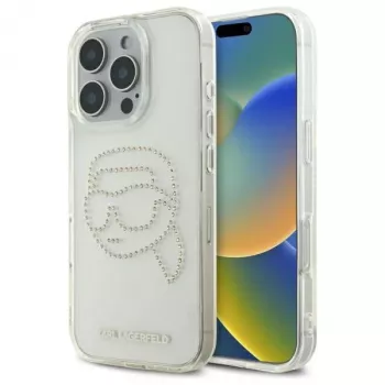 Karl Lagerfeld IML Rhinestones Karl Head stražnja futrola za iPhone 16 Pro Max (transparentna)