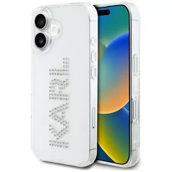 KARL LAGERFELD IML Rhinestones Logo stražnje kućište za Apple iPhone 16 - prozirno