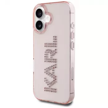 Karl Lagerfeld IML Rhinestones Logo stražnje kućište za iPhone 16, ružičasto