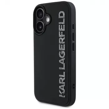 KARL LAGERFELD HC 3D Rubber Elongated Glitter futrola za iPhone 16, crna