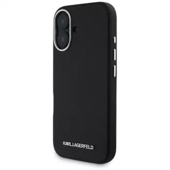 Karl Lagerfeld Saffiano FullWrapped Elongated Metal Logo MagSafe futrola za iPhone 16, crna