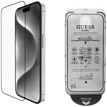 Guess BP Rhinestone 2-u-1 set zaštitnog stakla za zaslon i kameru za Apple iPhone 16 Pro Max - srebrni