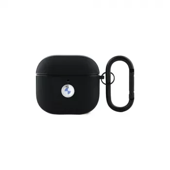 BMW BMA4SSLBK futrola za AirPods 4 crna prava koža srebrni logo