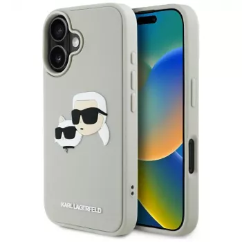 KARL LAGERFELD HC 3D Rubber DoubleHeads futrola za Apple iPhone 16 - bež