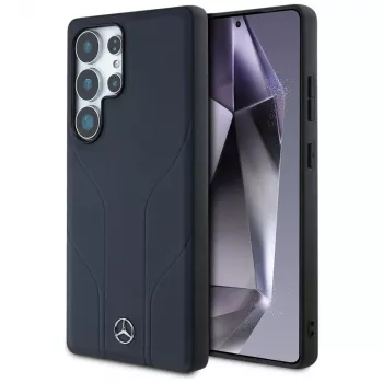 Mercedes-Benz kožna futrola s utisnutim linijama MagSafe za Samsung Galaxy S25 Ultra - plava