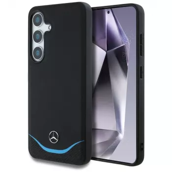 MERCEDES-BENZ futrola Mercedes Leather Contrasted Blue Horizontal Curve MagSafe za Samsung Galaxy S25 crna