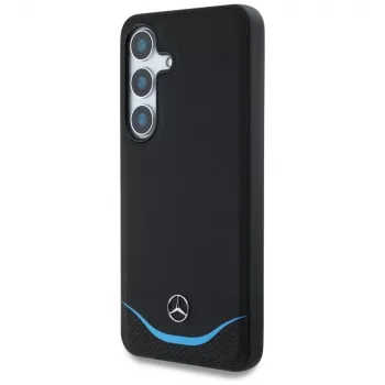 MERCEDES-BENZ futrola Mercedes Leather Contrasted Blue Horizontal Curve MagSafe za Samsung Galaxy S25 crna