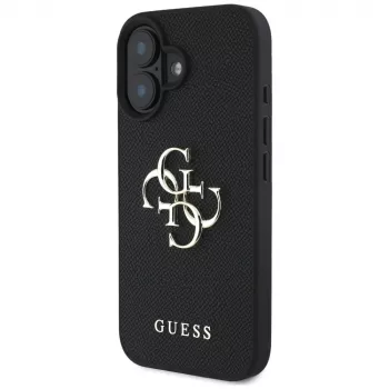 Guess Grained Big 4G Logo Small Classic Logo futrola za iPhone 16 (crna)