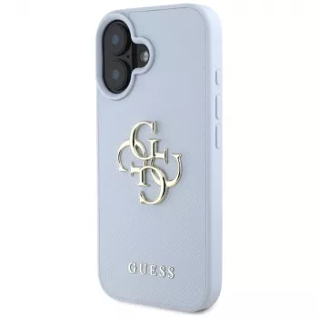 Guess Grained Big 4G Logo Small Classic Logo stražnja futrola za Apple iPhone 16 - plava