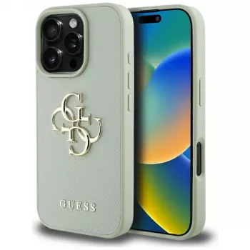 Guess Grained Big 4G Logo Small Classic Logo stražnja futrola za Apple iPhone 16 Pro - zelena