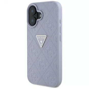 Guess Hot Stamp 4G Pattern Triangle Metal Logo futrola za iPhone 16 (ljubičasta)